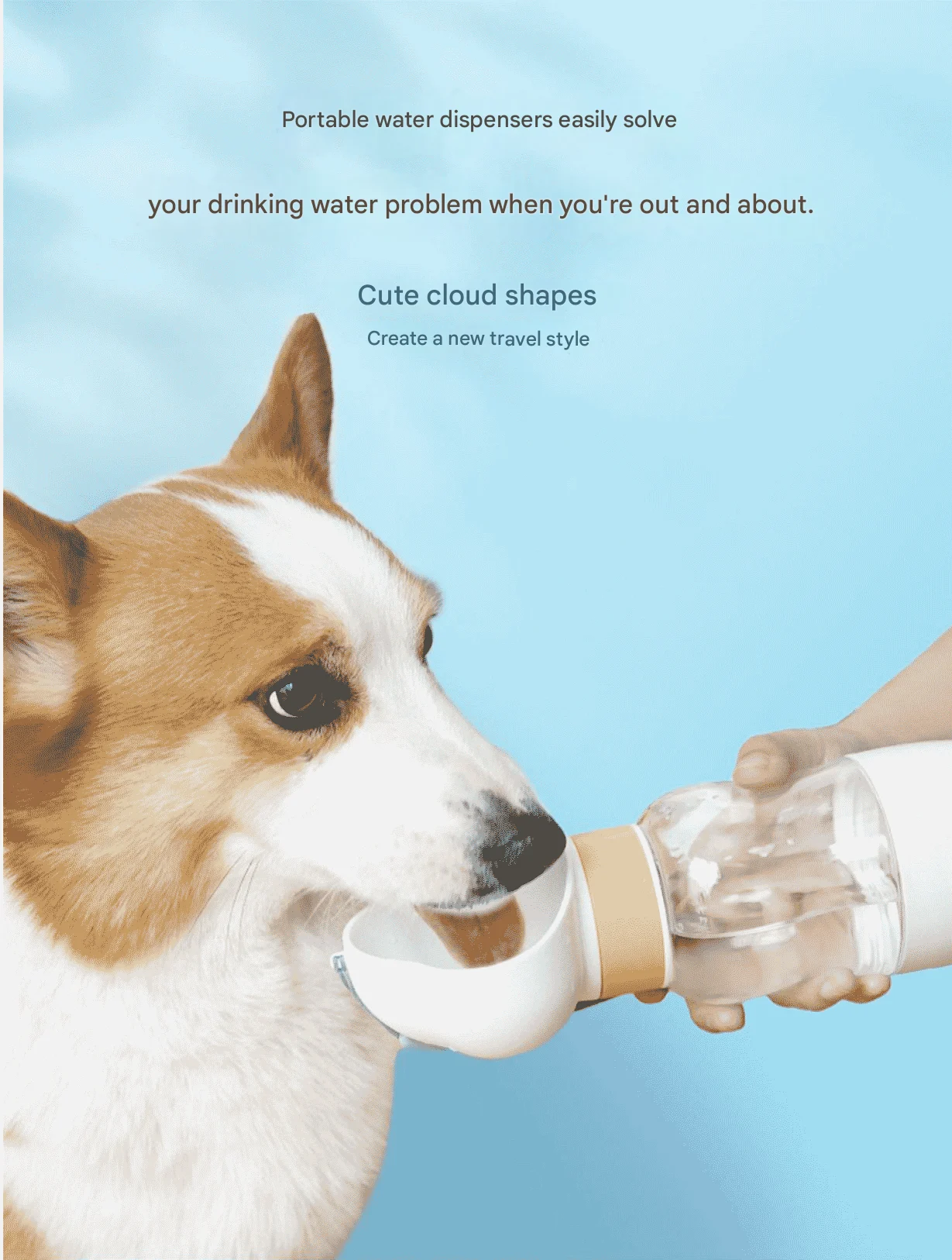 Compact Dog Water Bottle – White, 350 ml