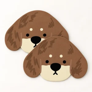 Puppy-Design Pet Feeding Mats – Brown, 2 Pack – product view