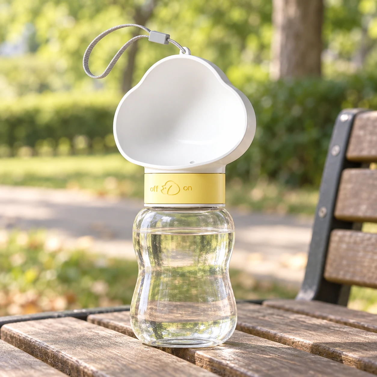 Portable Dog Water Bottle – White, 350 ml – lifestyle view