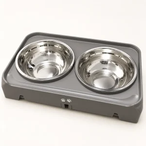 Raised Double Stainless Steel Dog Bowl Feeder – product view