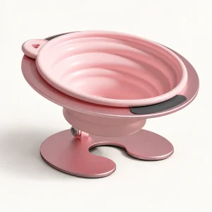 Foldable Pet Bowl with Stand – Pink, 350 ml – product view