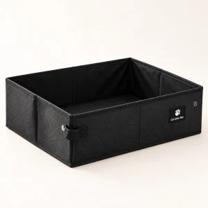 Foldable Travel Cat Litter Tray – Black, Large – product view