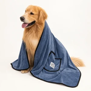Pet Drying Towel with Hand Pockets – 100 × 50 cm – product view