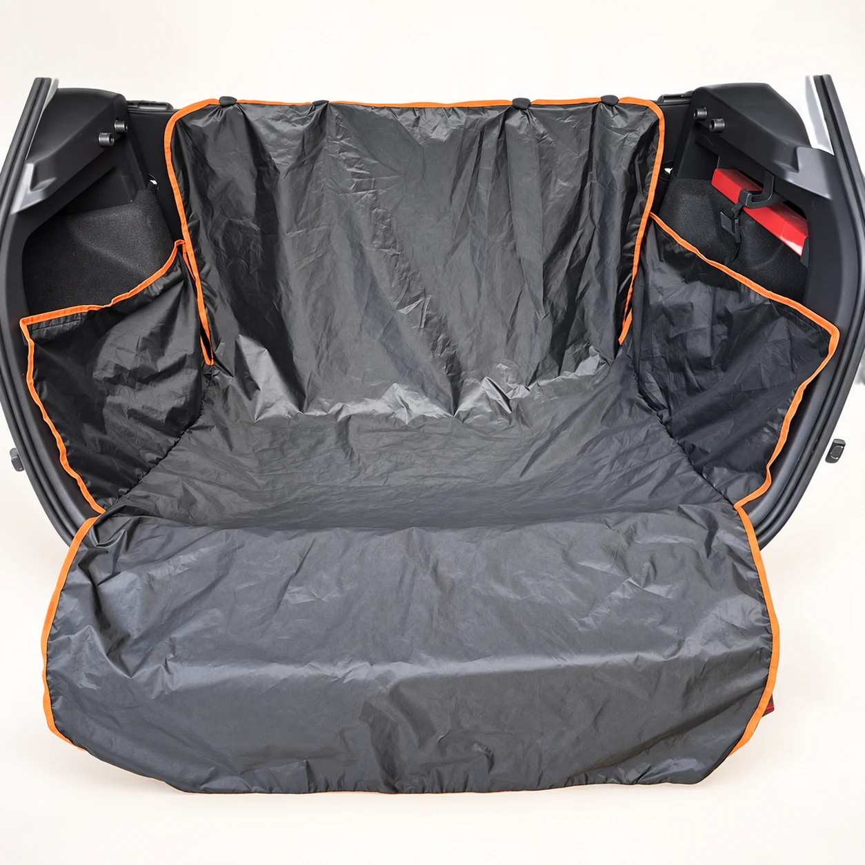 Dog Car Boot Liner – Black with Orange Trim – product view